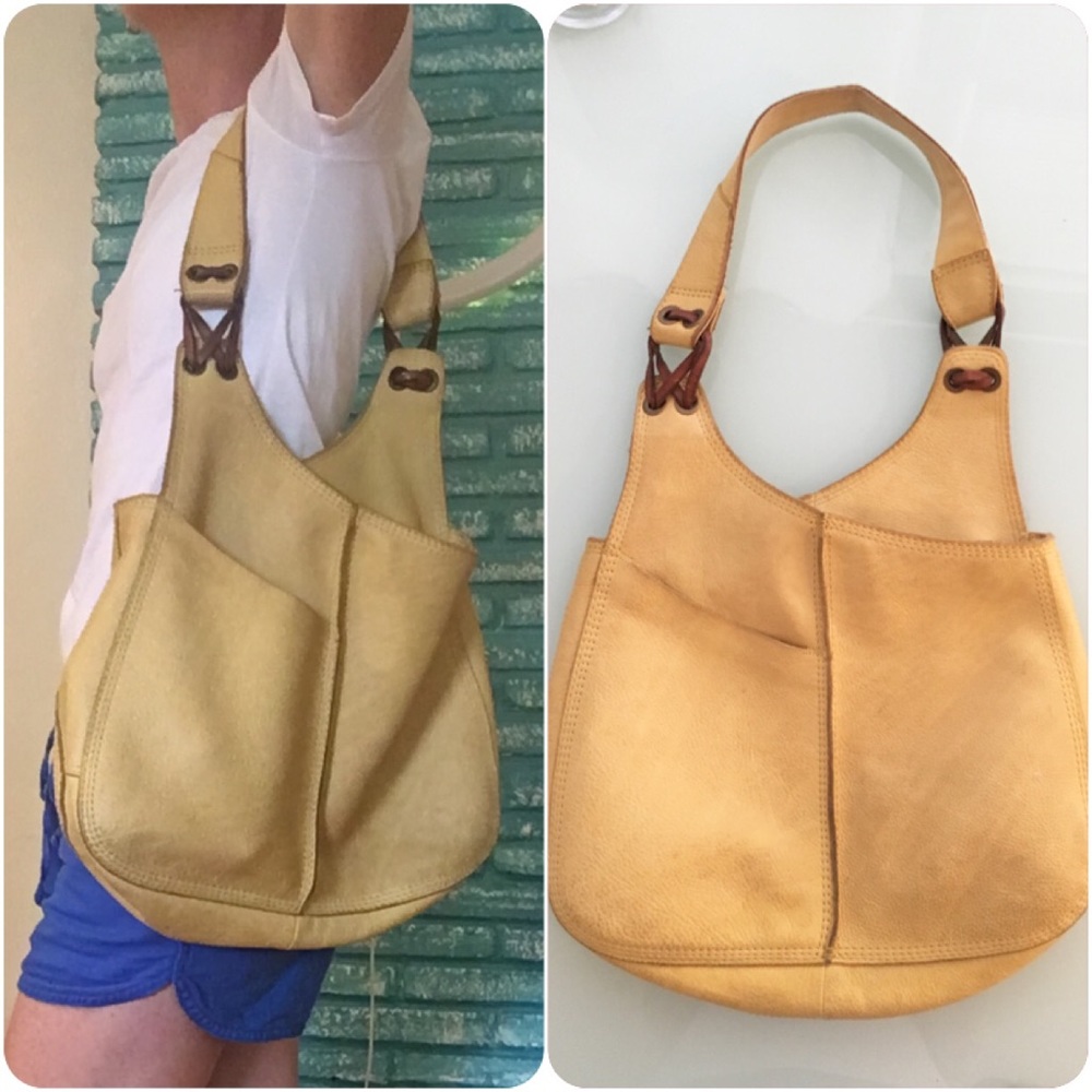 Lucky Brand Leather Hobo Bag in Sunwashed Yellow